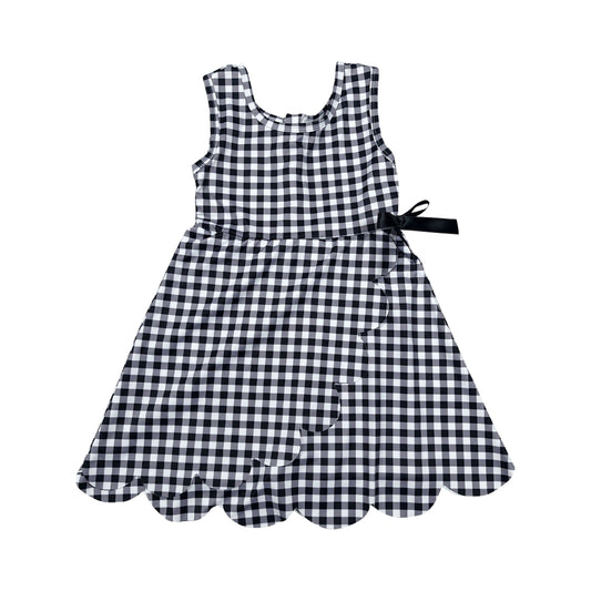 Black plaid Scalloped Girls Dress GSD3777