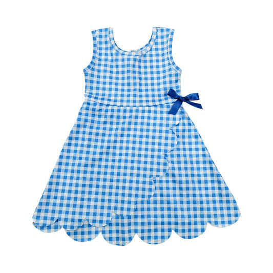 Athletic Blue Plaid Girls Dress GSD3778