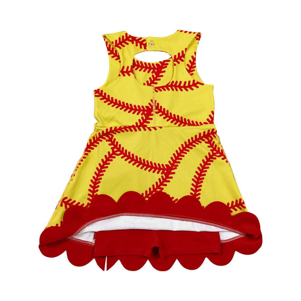 Athletic Orange Baseball Girls Dress GSD3834