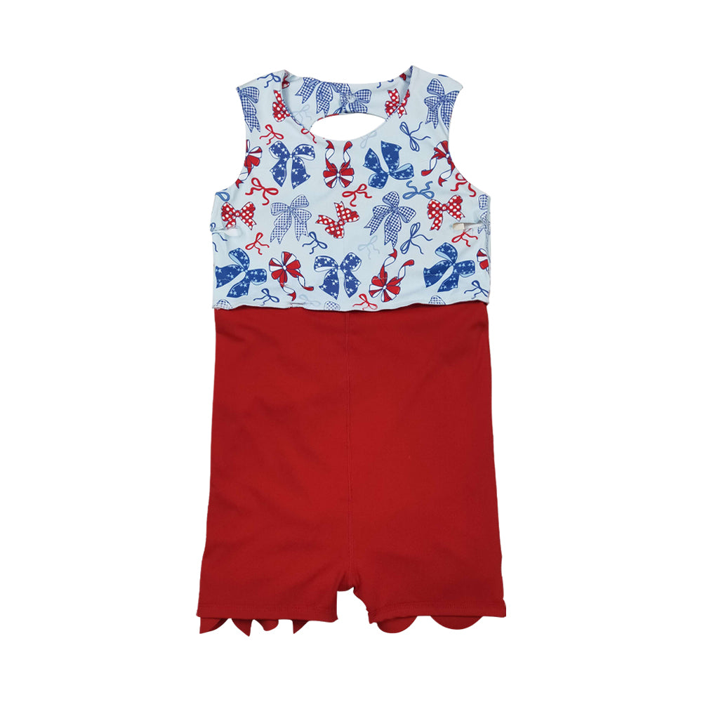 Athletic 4th of july bow Sleeveless Girls Dress GSD3875