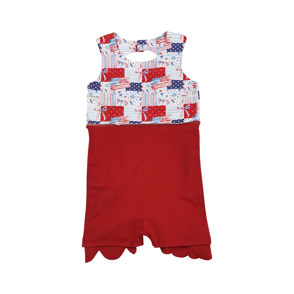 4th of july flag Scalloped Girls Dress GSD3945