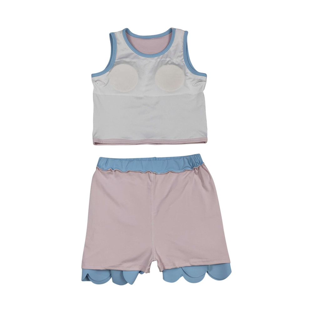 Athletic light Pink Scalloped With Bow Skort Outfits GSD4010