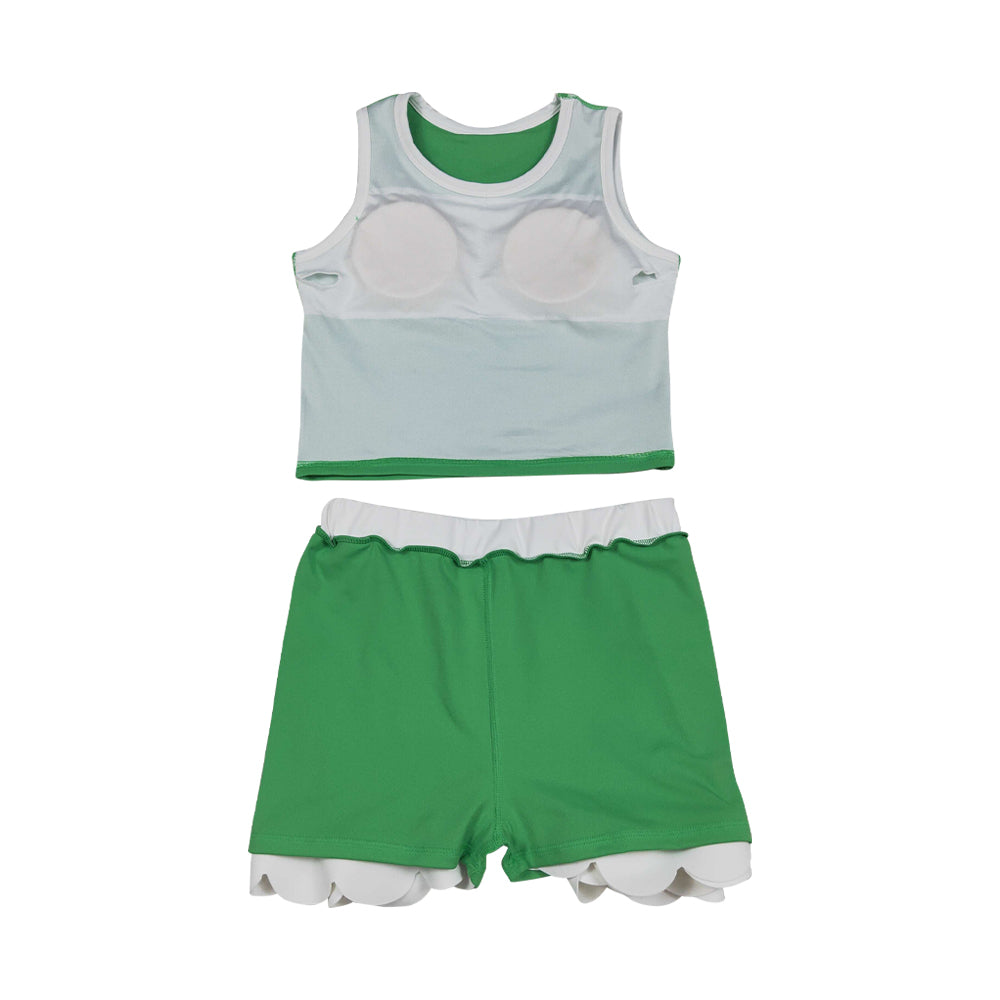 Athletic Green Scalloped With Bow Skort Outfits GSD4025