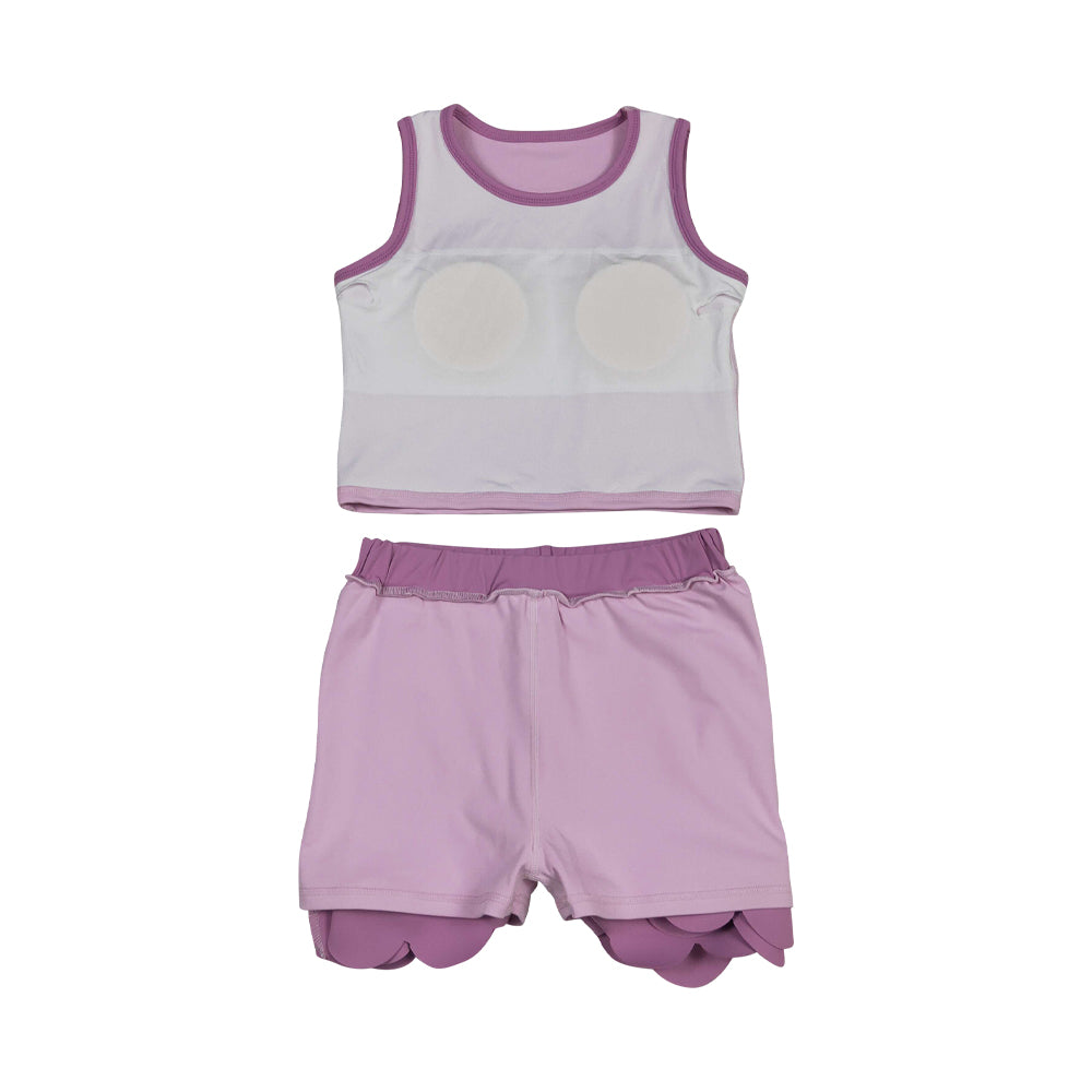 Athletic Pink Scalloped With Bow Skort Outfits GSD4085
