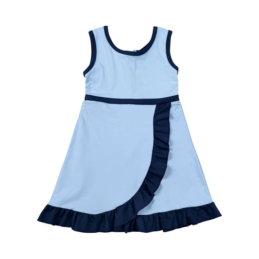 Athletic Blue Ruffle Girls Dress GSD4126