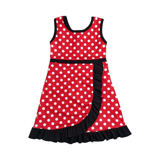 Athletic Red Dots Ruffle Girls Dress GSD4126