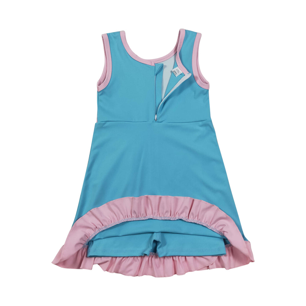 Athletic Blue Ruffle Girls Dress GSD4130