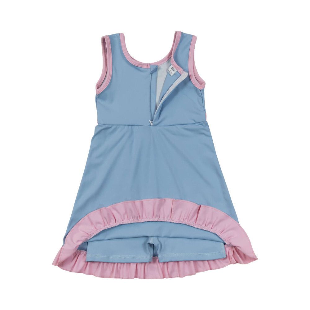 Athletic Blue Pink Ruffle Girls Dress GSD4144