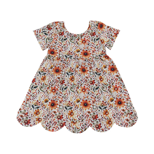 flowers Scalloped Girls Dress GSD4155