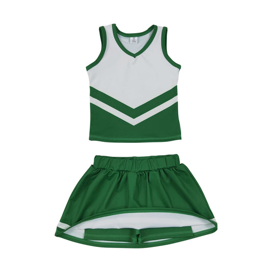 Athletic Green Cheer Uniform Girls Cheerleading team sleeveless Skort Outfits GSD4191