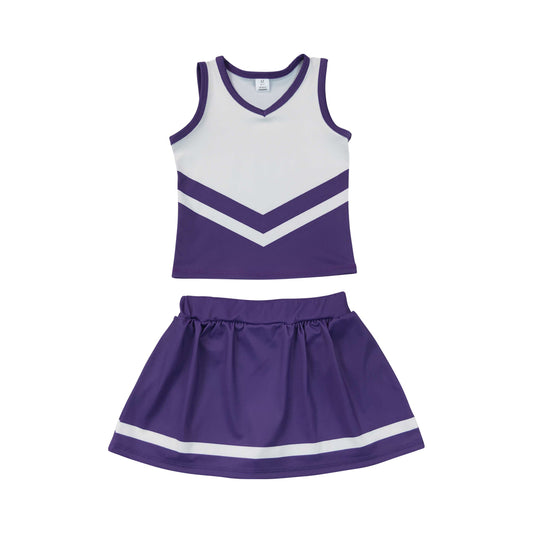 Athletic Purple Cheer Uniform Girls Cheerleading team sleeveless Skort OutfitsGSD4192