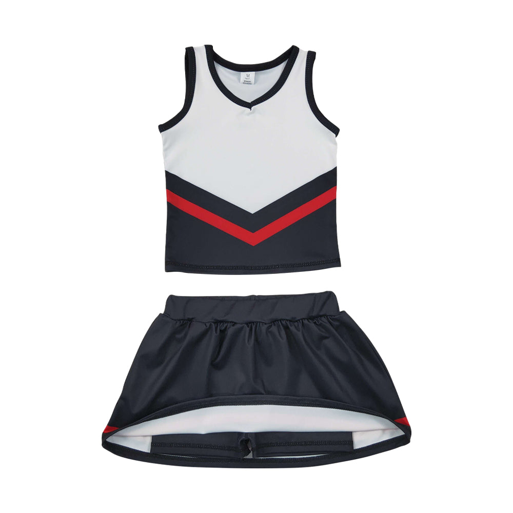 Athletic Black Cheer Uniform Girls Cheerleading team sleeveless Skort Outfits GSD4200