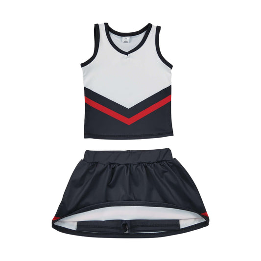 Athletic Black Cheer Uniform Girls Cheerleading team sleeveless Skort Outfits GSD4200