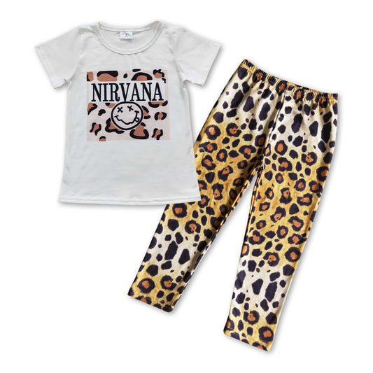 Leopard Smile leggings Pants Girls Set