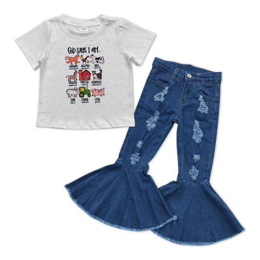 Animal house Print Baby Shirt Blue Bell Pants Jeans
