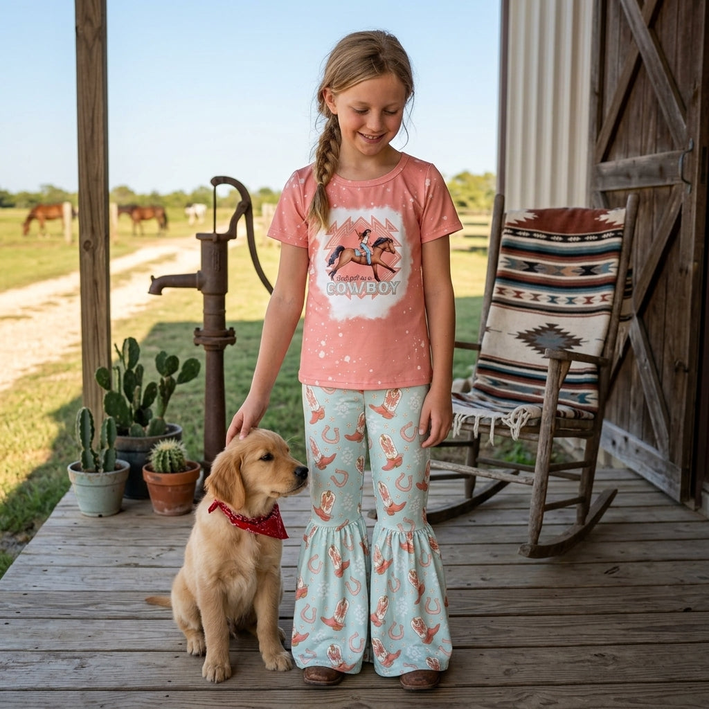 GSPO1571 Cowboy Orange Girls Set