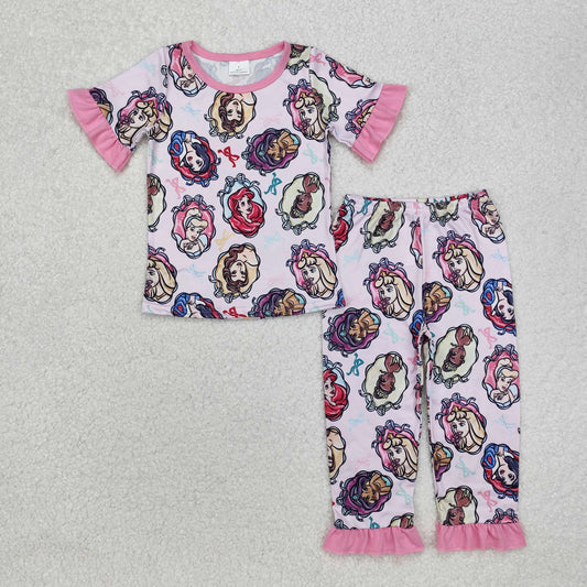 Cartoon pink print girls outfits