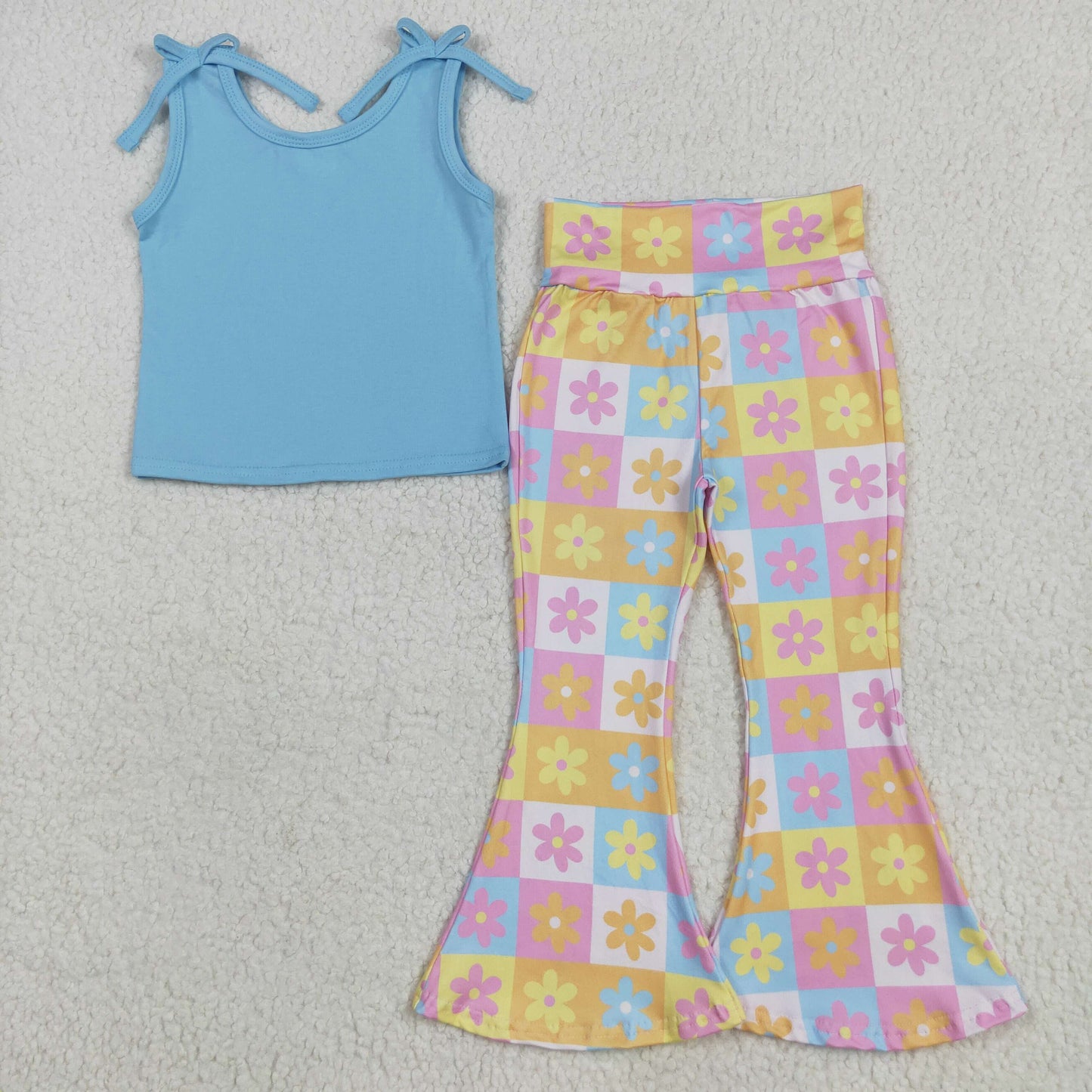 Colorful flowers Sleeveless Girls Set