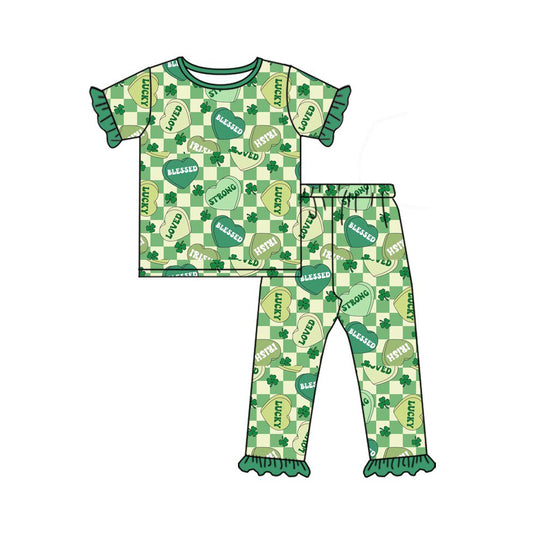 pre -order st patrick day short sleeve kids pajamas GSPO2091