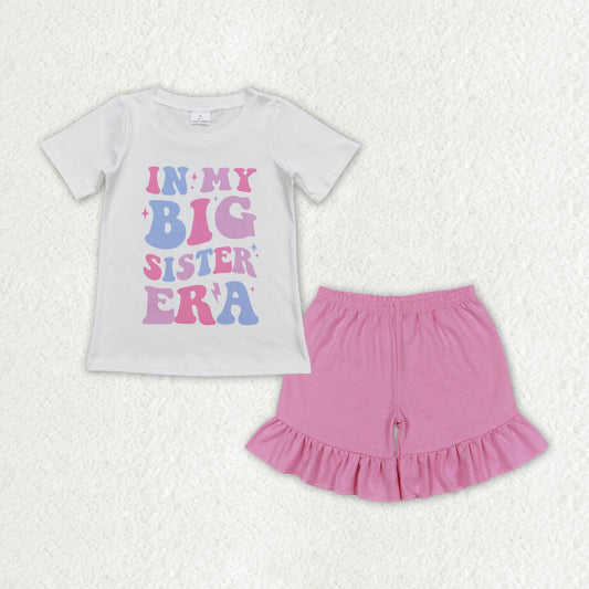 IN MY BIG SISTER pink shorts Girls Summer Set