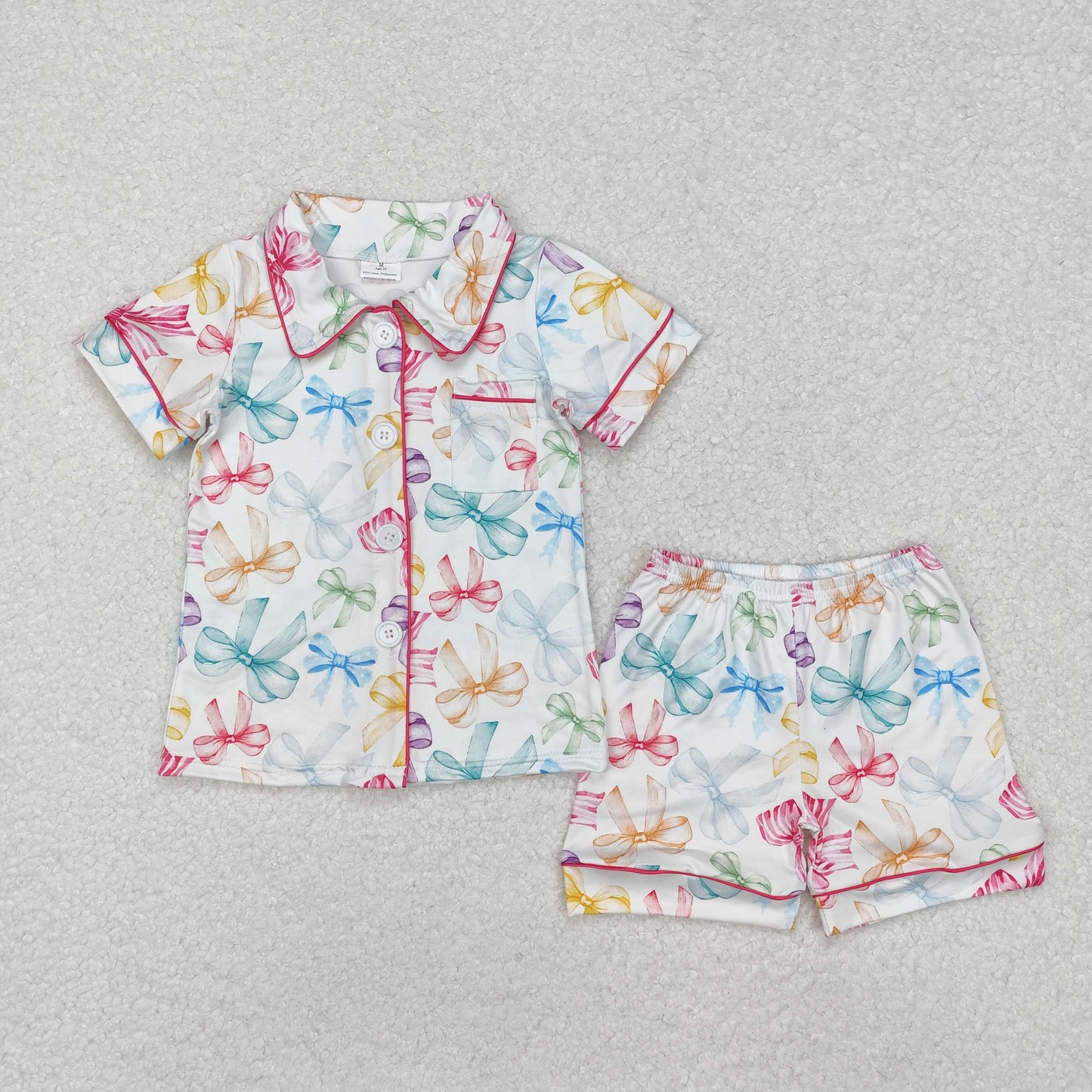 colorful bow print Short Sleeve Short Pajamas