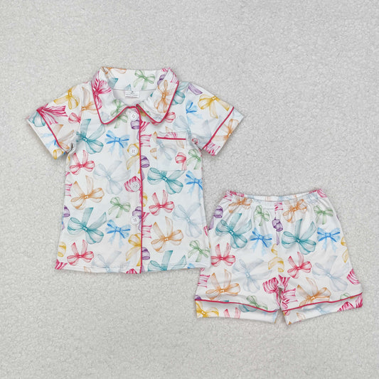 colorful bow print Short Sleeve Short Pajamas
