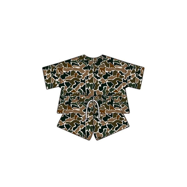 pre -order Green Brown leopard print girls Summer set GSSO1680