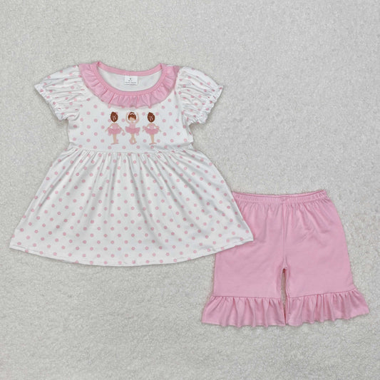 Pink polka ballet girl Suit Summer Set