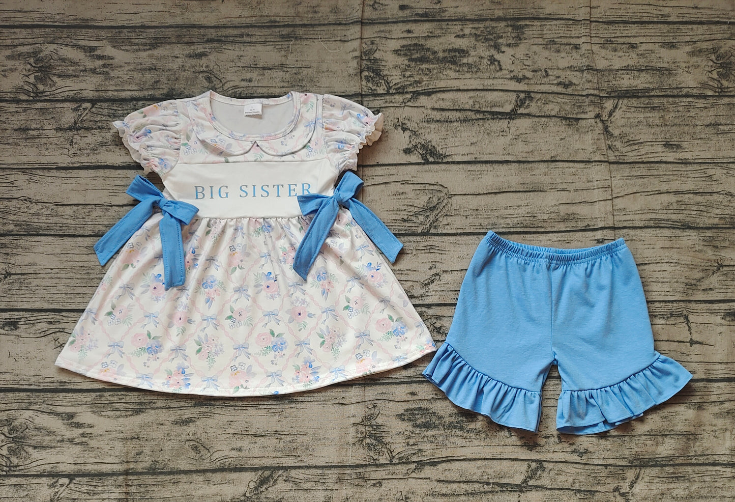 pre -order big sister flowers lace shorts girl set GSSO1875