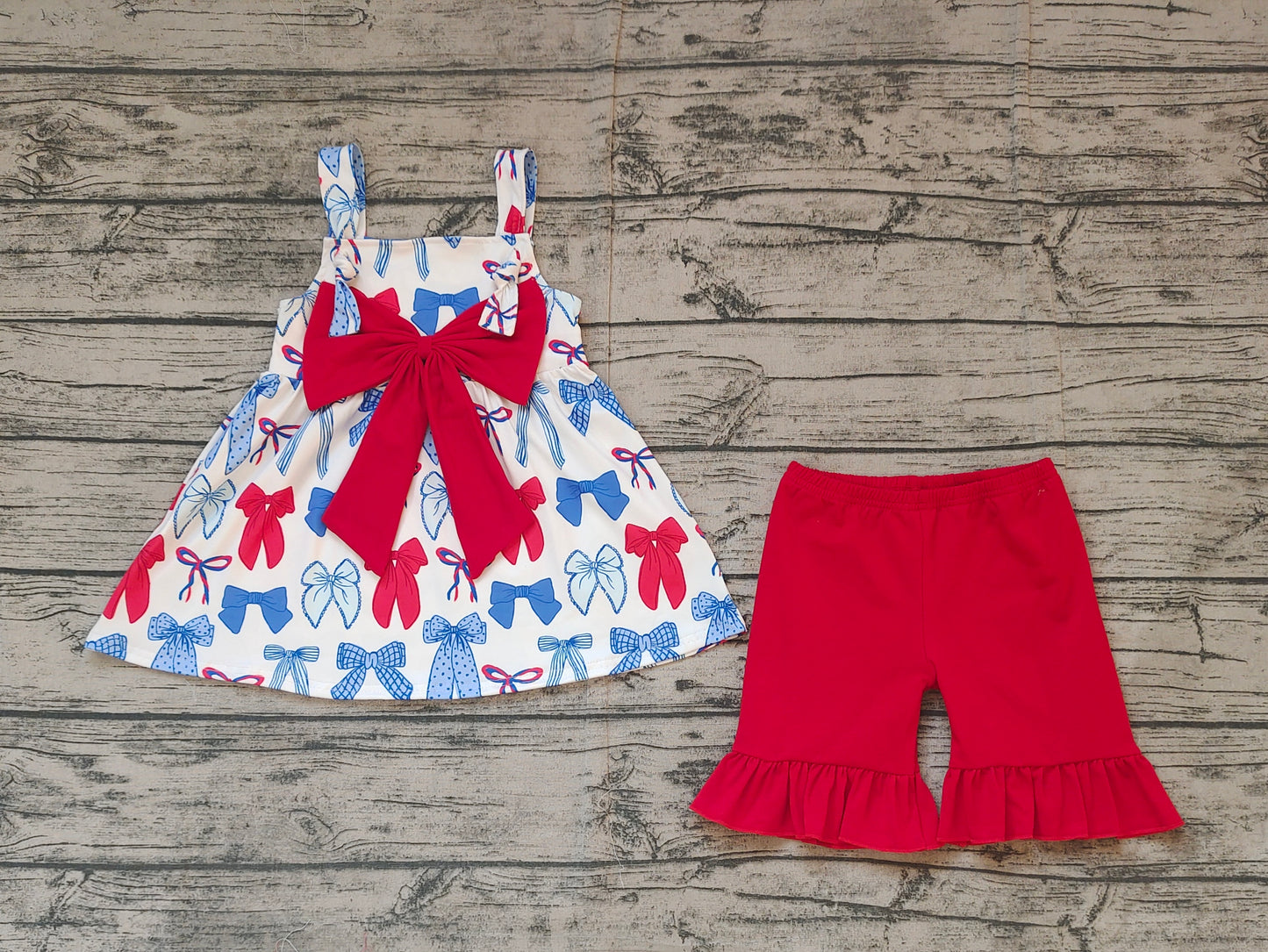 pre -order blue red bow girl set GSSO1952