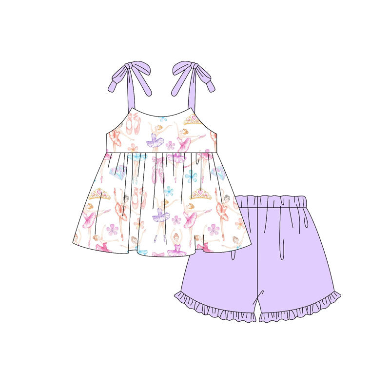 pre -order Purple ballet girl Short Sleeve girl set GSSO2138