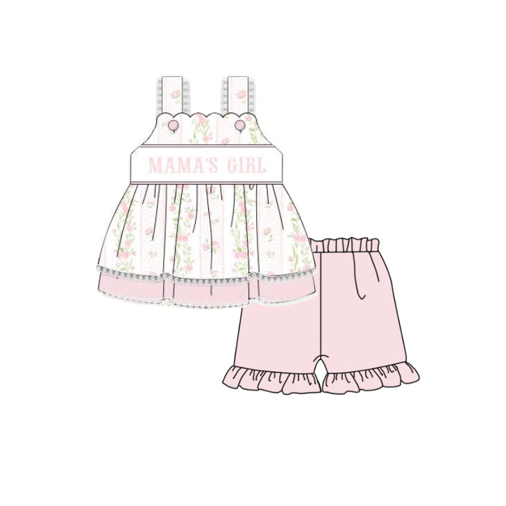 pre -order pink flowers mama's girl sleevelss Set GSSO2153