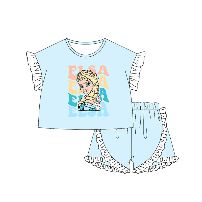 pre -order sky blue princess print girl Set GSSO2161