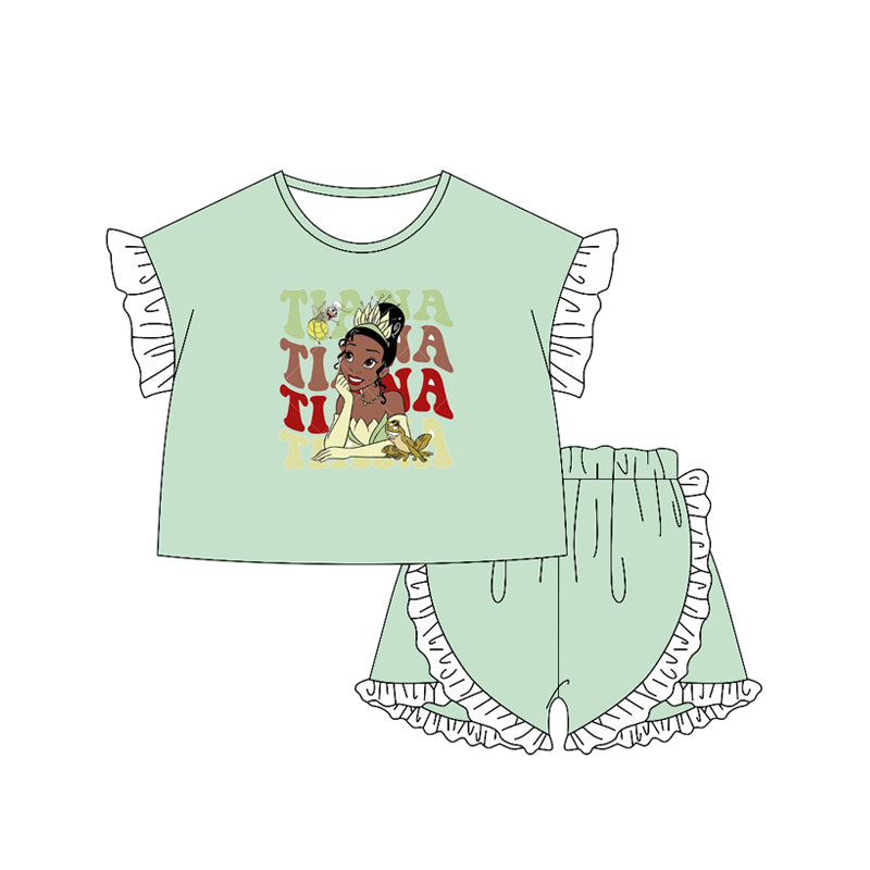 pre -order light green princess print girl Set GSSO2165