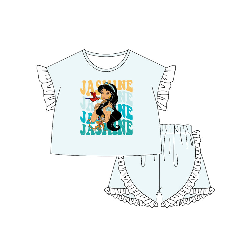 pre -order light blue princess print girl Set GSSO2166