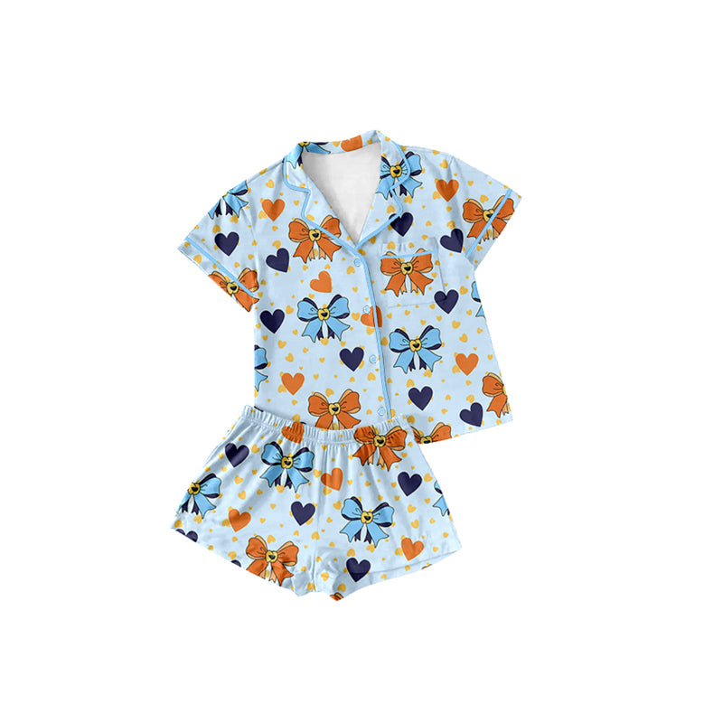 pre -order colorful bows print short Sleeve girl set GSSO2297