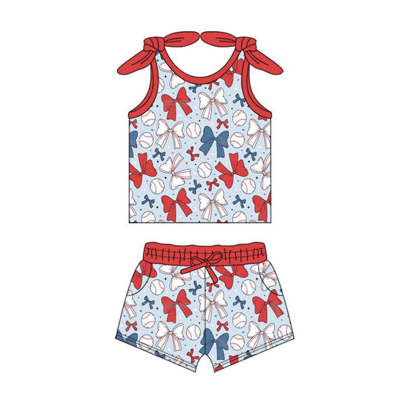 pre -order colorful bows stars print Sleeveless girl set GSSO2311