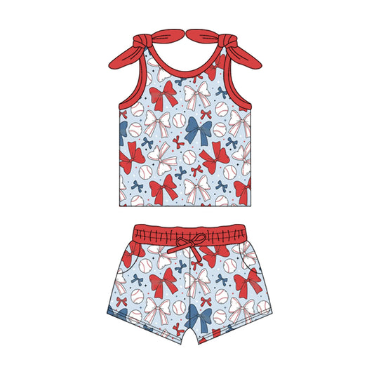 pre -order colorful bows stars print Sleeveless girl set GSSO2311