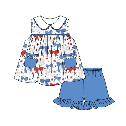 pre -order colorful bows stars print Sleeveless girl set GSSO2312