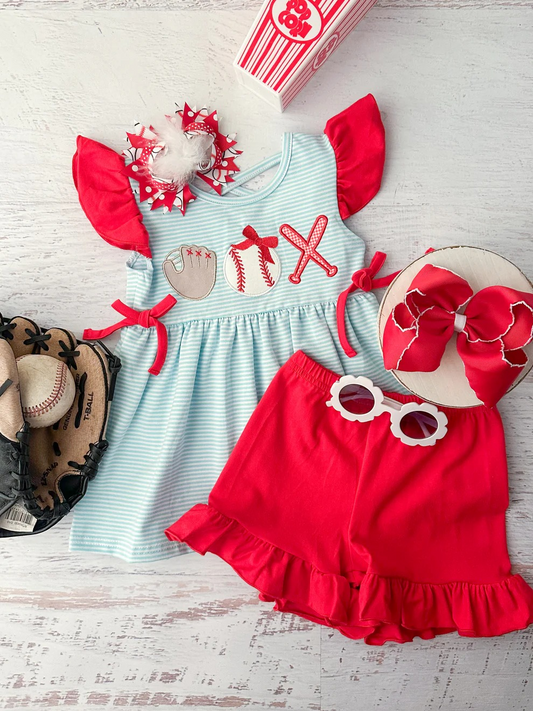 pre -order baseball pattern print Sleeveless girl set GSSO2317