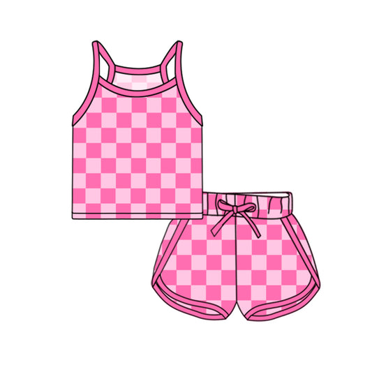 pre -order hot pink print Sleeveless girl set GSSO2336
