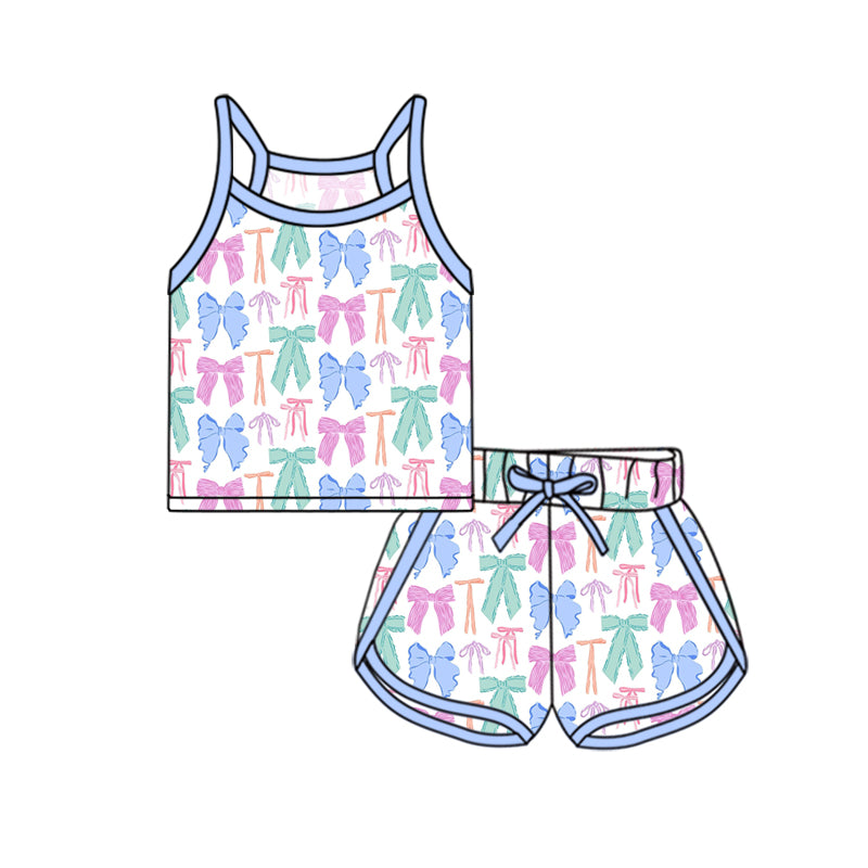 pre -ordercolorful bow print Sleeveless girl set GSSO2338