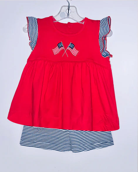pre -order red flag print Sleeveless girl set GSSO2347