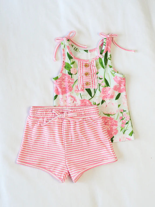 pre -order pink flowers print girl set GSSO2357
