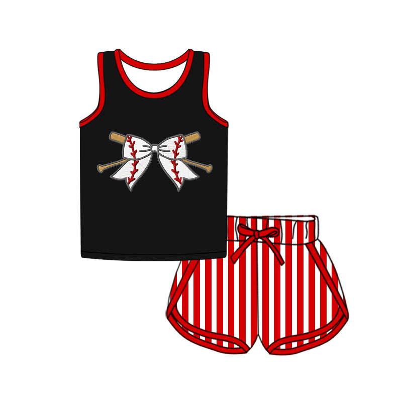 pre -order blue baseball bow print girl setGSSO2370