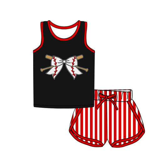 pre -order blue baseball bow print girl setGSSO2370