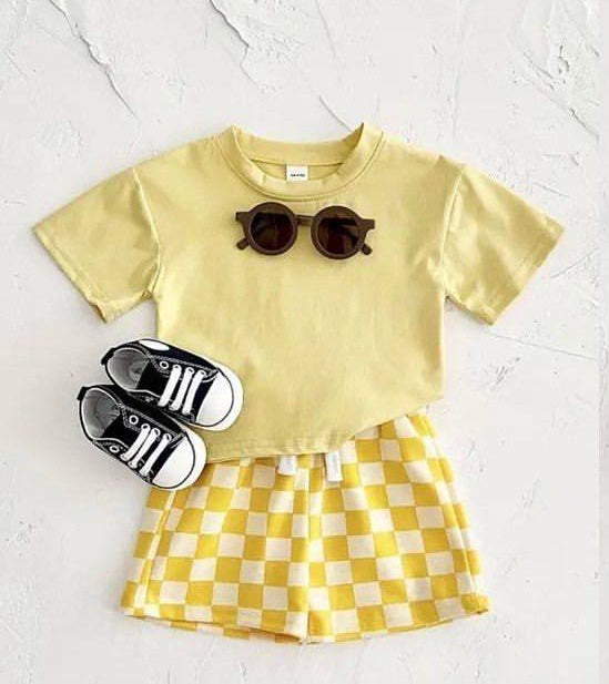 pre -order Yellow Plaid print girl set GSSO2523