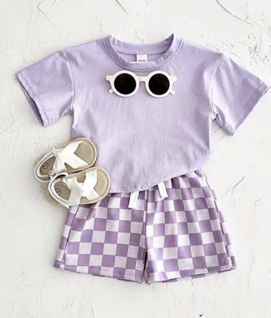 pre -order Purple Plaid print girl set GSSO2524