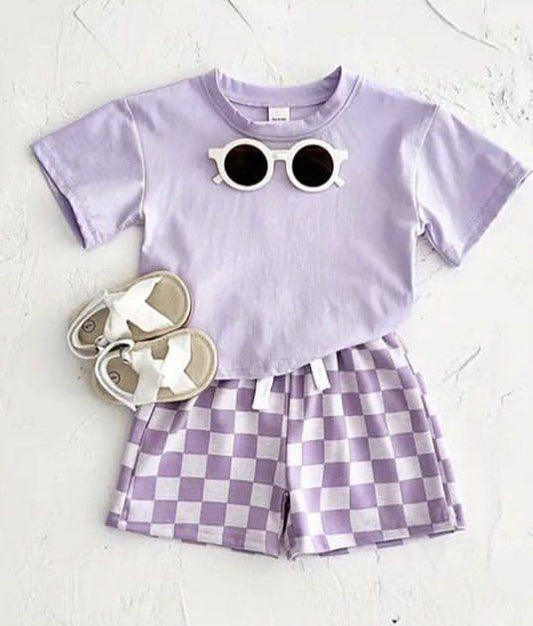 pre -order Purple Plaid print girl set GSSO2524