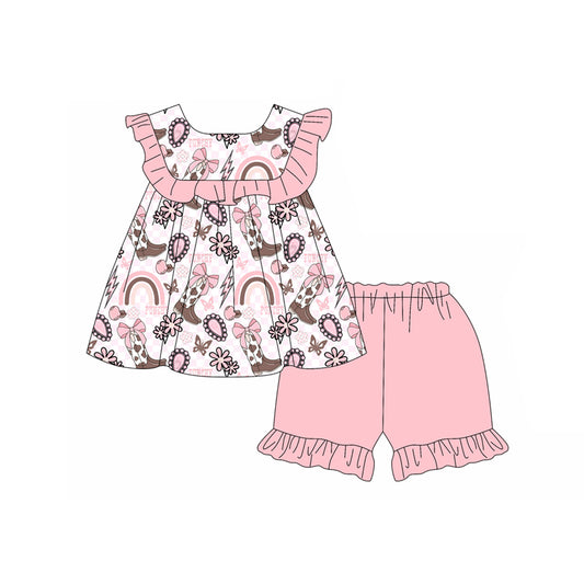 pre -order Western boots bows print girl set GSSO2525